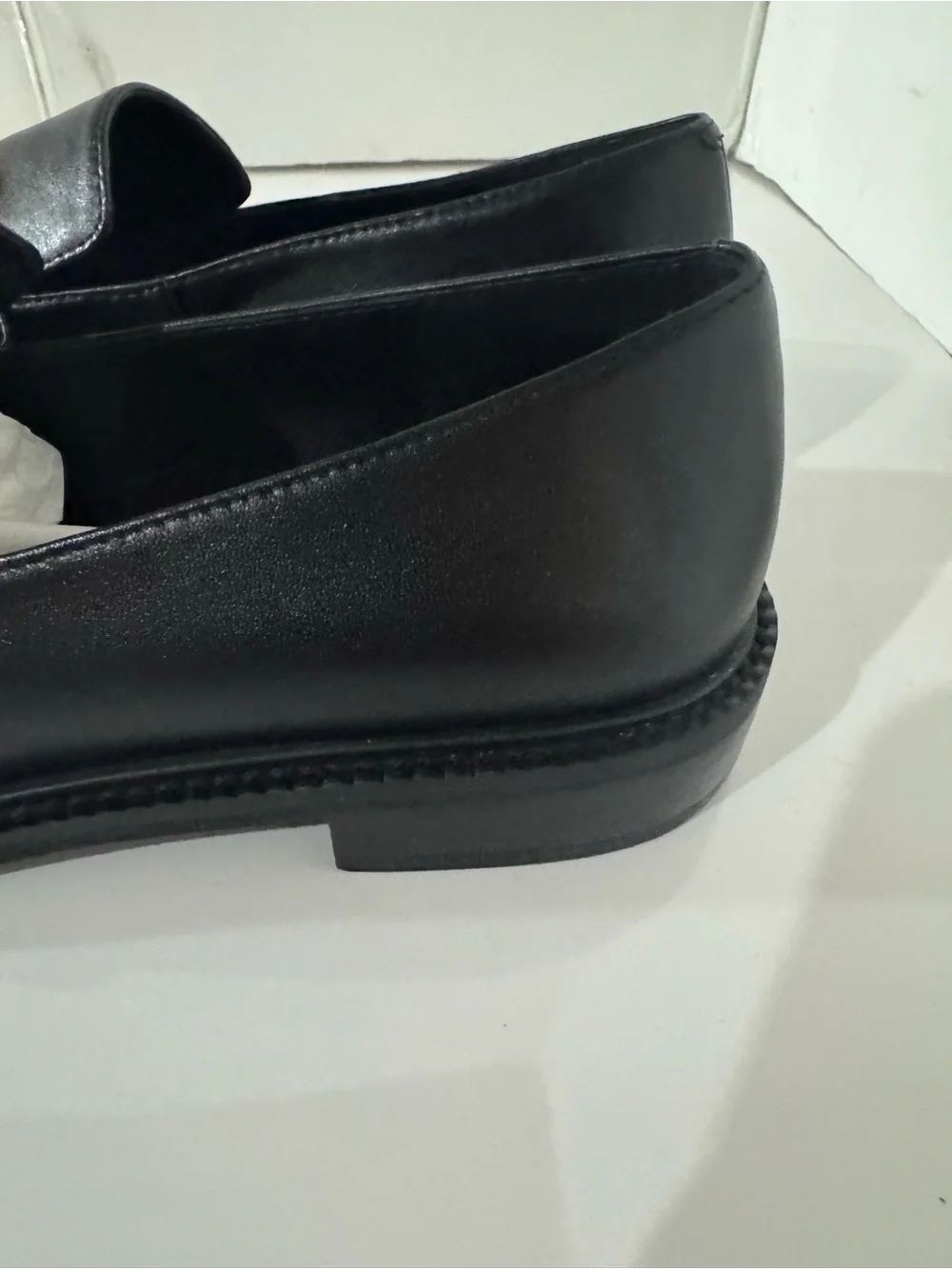 Black Leather Women's Loafers with Gold Bit Accent Size 7.5